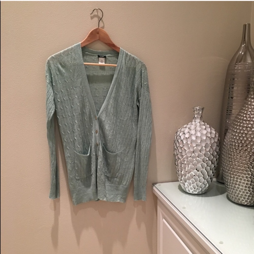 J.CREW Light Green Long Cardigan (Size XS)